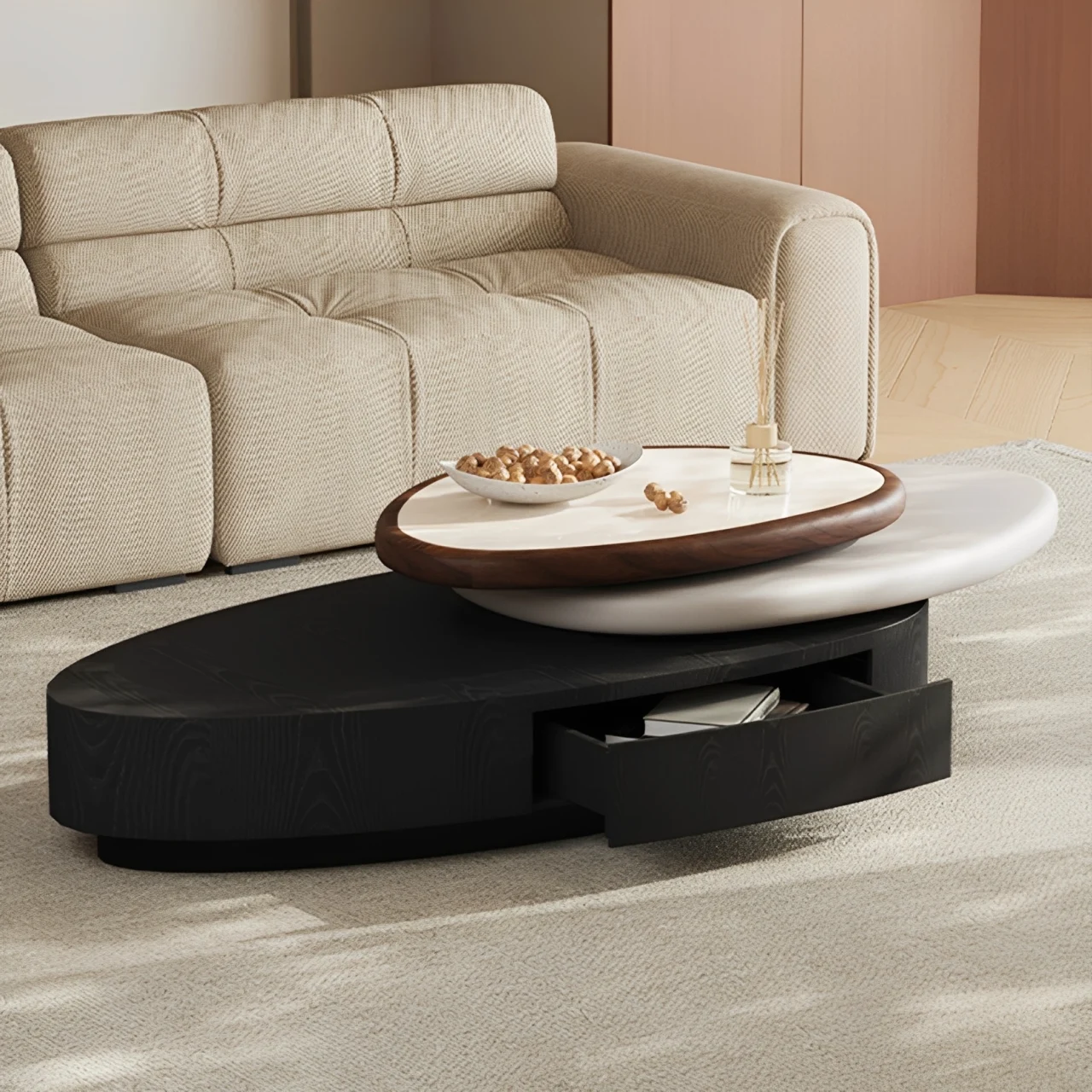 LAYER (1) LAYER DUAL SWIVEL COFFEE TABLE - Image 1