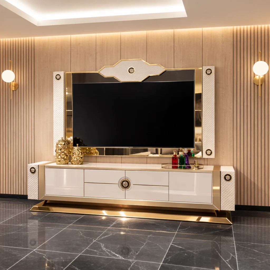 hera (23) HERA TV STAND WITH WALL PANEL - Image 1