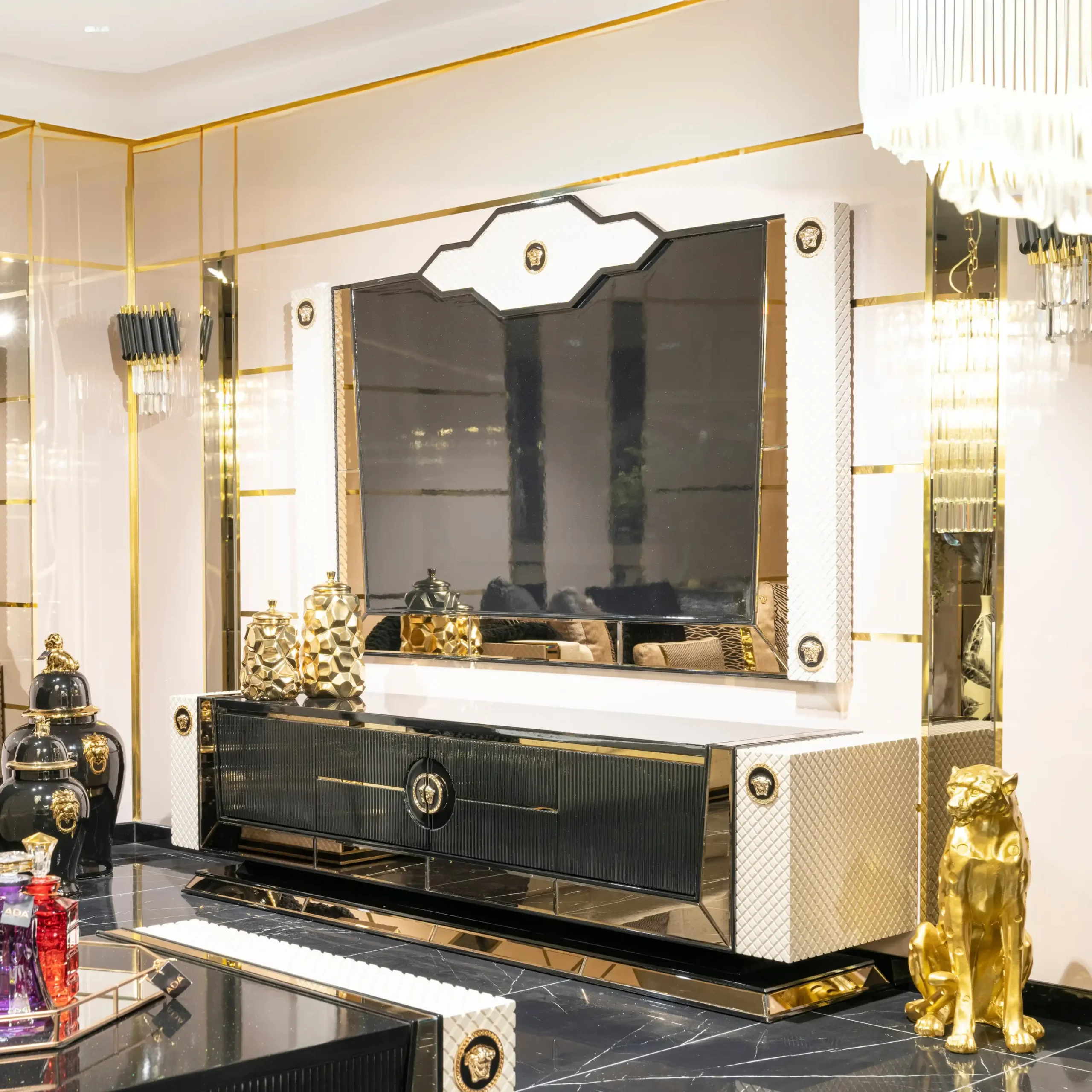 HERA TV STAND WITH WALL PANEL - Image 1